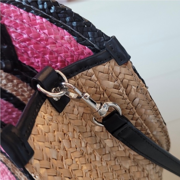 NWOT REBECCA MINKOFF STRAW CIRCLE TOTE - Picture 6 of 7